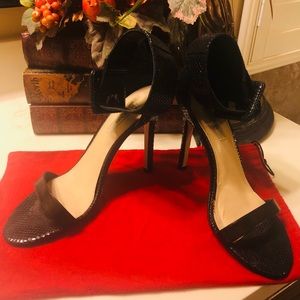 Guess Faux Skin Ankle-Wrap Heels